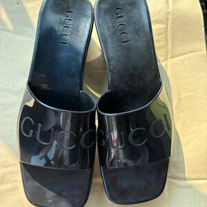 Gucci Black Mules Glossy